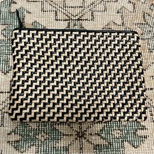 Clare V Flat Clutch in Woven Leather Zig Zag